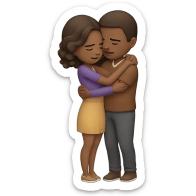Brown couple hugging each other while crying  sticker