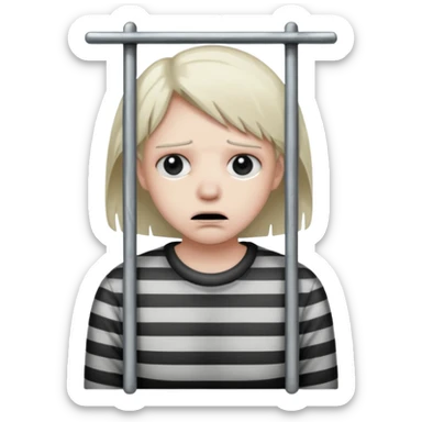 Smutna za więziennymi kratami trzymając się ich rękami sticker