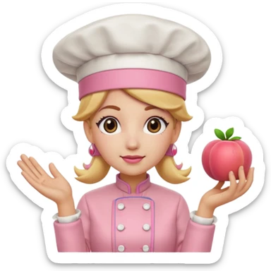 Pink chef hat princess peach with a hand sticker