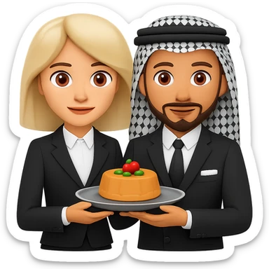 Add a traditional Arab headscarf (keffiyeh) to the man in the emoji style. Keep the style consistent with emoji style and no background (transparent). sticker