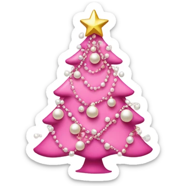 pink christmas tree with bow ornaments and pearls   sticker
