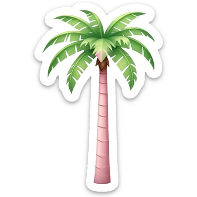 palm tree with pastel pink trunk and pastel green leaves sticker
