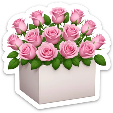 bouquet of pink 15 roses in a white box  sticker