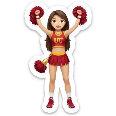 full body skinny white happy long haired brunette girl USC cheerleader sticker