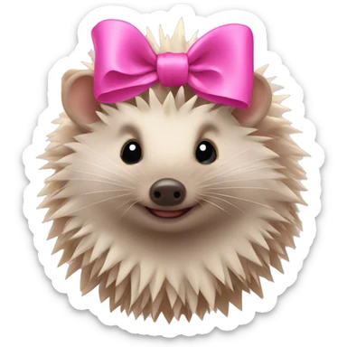 hedgehog with a pink bow sticker