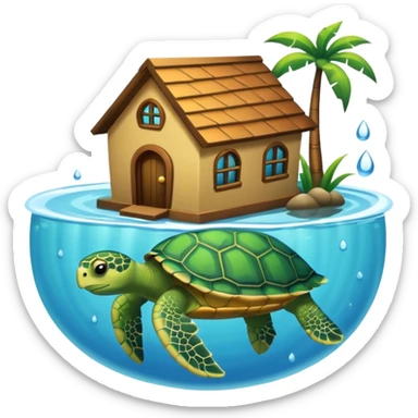 pet turtle in water house sticker