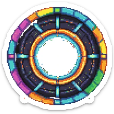 sci-fi teleportation portal with colorful energy beams sticker