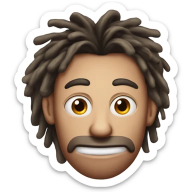 guy with one eye, a big nose, and one long pointy red dreadlock in the middle  sticker
