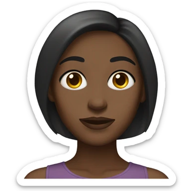 Dark brown woman large almond eyes straight dark brown hair sticker