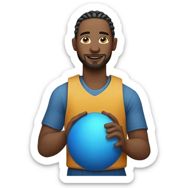 A man with cornrows holding a blue ball  in his hand sticker