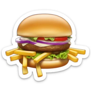 À burger with french fries ring of Saturn sticker