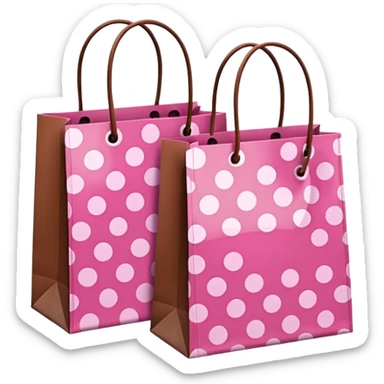 pink and brown polka dot shopping bags sticker