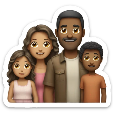 Familia, una niña de pelo marrón, un niño de pelo marrón, una mujer de pelo rubio y un papa de pelo negro sticker