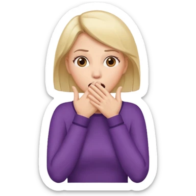 woman surprised with her hands over her mouth, full body sticker