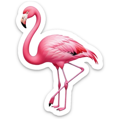 A vibrant pink flamingo with graceful wings, flying elegantly over a shimmering turquoise sea, with soft white clouds in the background and a warm golden sunset glow. sticker