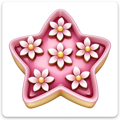 sakura pudding shaped like a star with cherry blossom decoration sticker