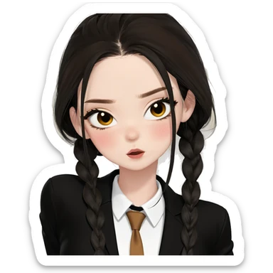 braided beauty in black jacket sticker