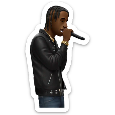 Travis Scott performing at a concert called utopia sticker