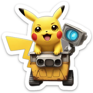 Pikachu slaps wall-e sticker