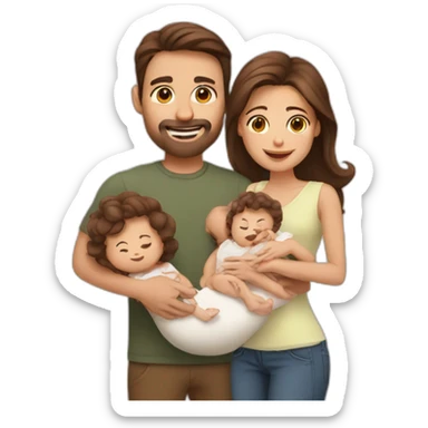 Brown hair father, long Brown hair mother holding a baby sticker