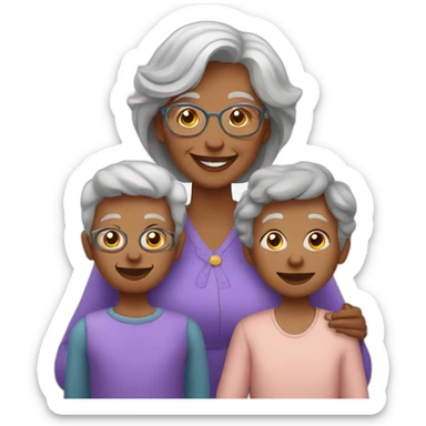 grandmother and grandchildren sticker