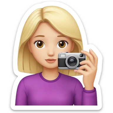 blonde cartoon girl taking picture sticker