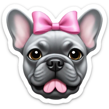 Gray Frenchie with pink bow sticker