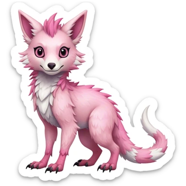 Feral Rare Fantasy cute pastel pink Vernid-Sergal-Trico-species by LiLaiRa, markings, full body, 4 legs sticker