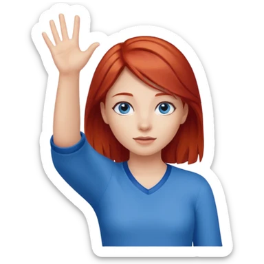 Red he’d blue eyed girl raised hand  sticker