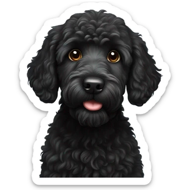 Little black labradoodle named Hugo  sticker