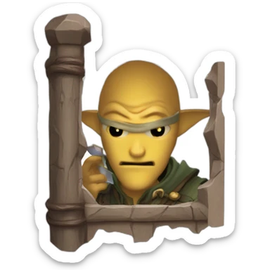 A D&D Dungeon master peeping over their dm screen sticker