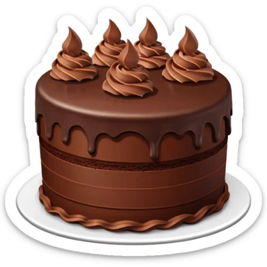 Chocolate fudge cake with chocolate base and chocolate frosting with chocolate pieces  sticker