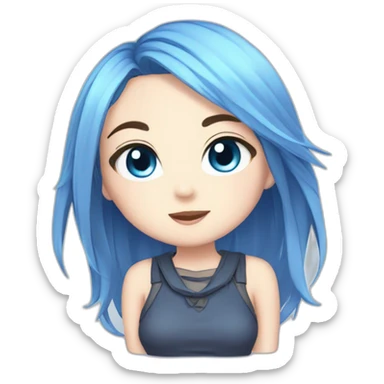 emoji for twitch, anime chibi-style, girl, blue eyes,  sticker