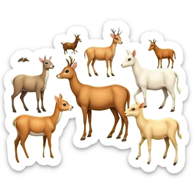 Plz make a perfect image of Deer horse bullfrog goat together  in on frame sticker