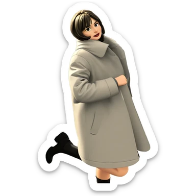 girl in coat at night sticker