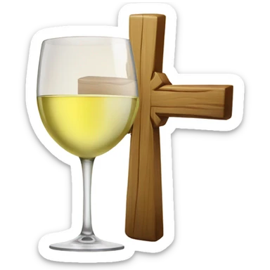 White wine and a cross sticker