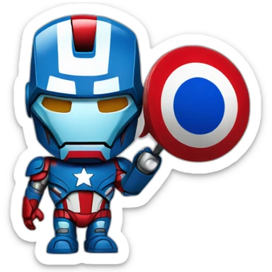 Iron man with french flag colors sticker
