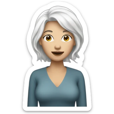 mac video call woman with white hair sticker