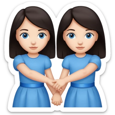 Two friends holding hands girls dark hair sticker