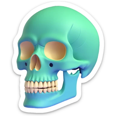 3D skull with Milwaukee Bucks colors (green, cream, blue) sticker