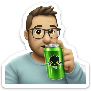 Fat back end developer drinking a monster energy in a hospital on Christmas sticker