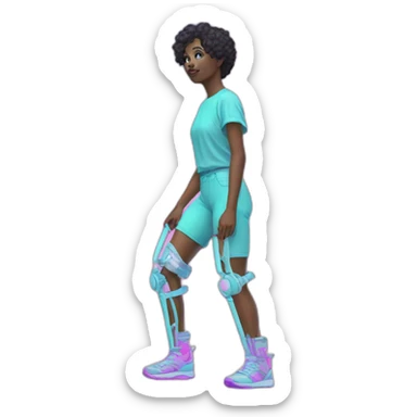 Vaporwave person with prosthetic leg  sticker