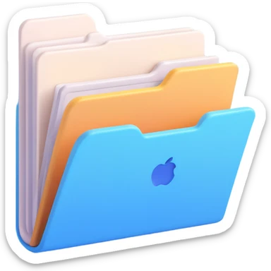 exact default Mac OS folder icon with tab design in light pastel blue color sticker
