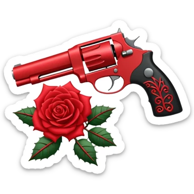 A minimalist side-profile pistol silhouette wrapped in elegant thorned roses. The roses should weave naturally around the frame and grip, with subtle thorns curling along the barrel. sticker