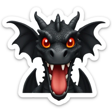 Black dragon with circle head and red eyes sticker