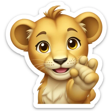 cute female lion cub waving sticker