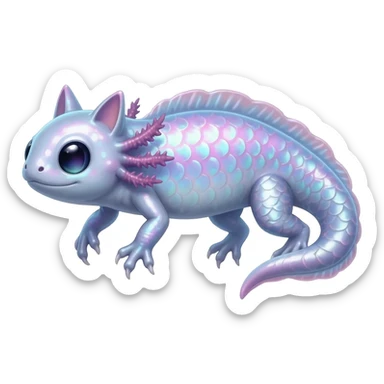 shimmering shiny fantasy-Tadpole-Axolotl-Cat-Fish-hanimal-hybrid-creature sticker