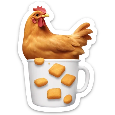Chicken nuggets happily playing in a cup of ranch sticker