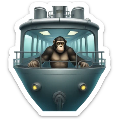 Human-like ape in a submarine ship sticker