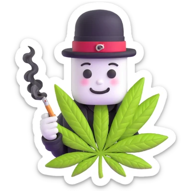 marshmallow gangster smoking weed sticker